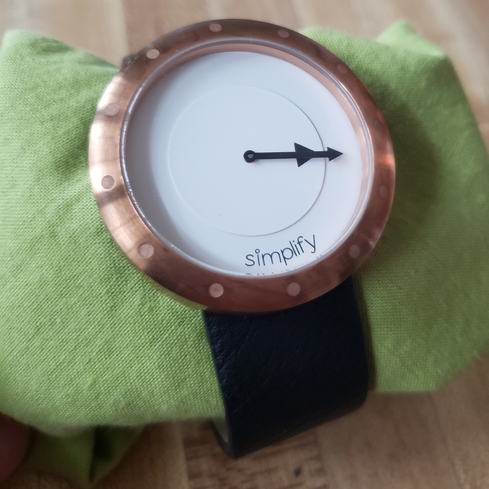 Womens Simplify Faux Leather Rose Gold Watch